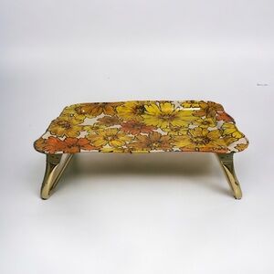 Vintage 70’s Lavada Sunflower TV Tray In Yellow / Orange